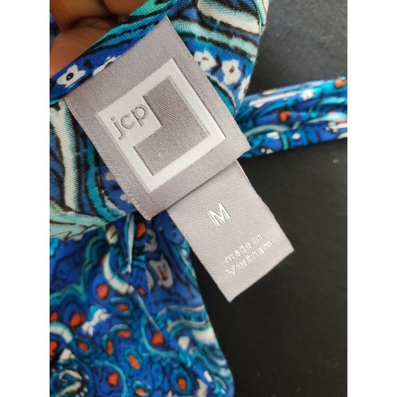 JCP Women Blue 100% Rayon Scoop Neck Sleeveless Casual Blouse Size Medium - Picture 7 of 10